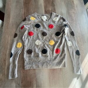 Cynthia Rowley Beige Multicolor Polka Dot Sweater 100% 2-ply Cashmere Size Small